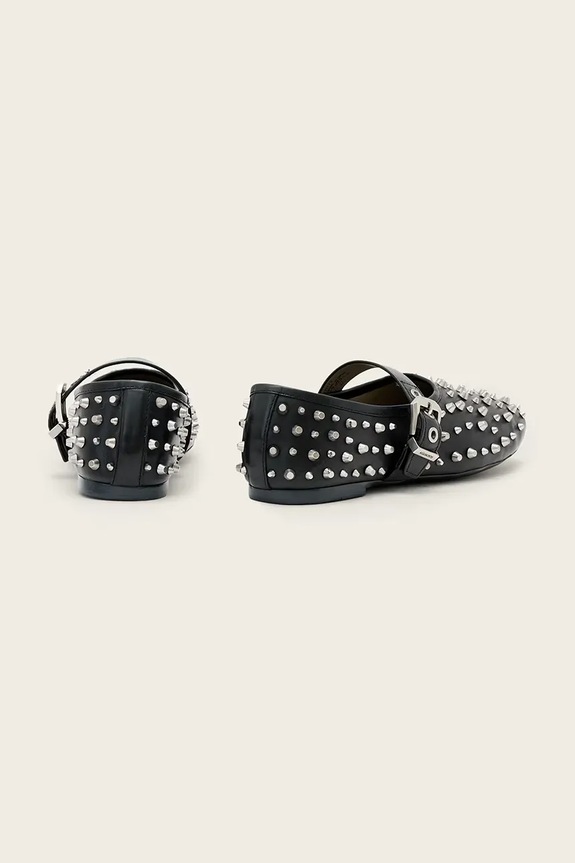 Obuwie AllSaints baleriny skórzane Sabine Stud Shoe W088FE czarny