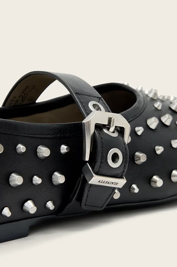 AllSaints baleriny skórzane Sabine Stud Shoe czarny W088FE