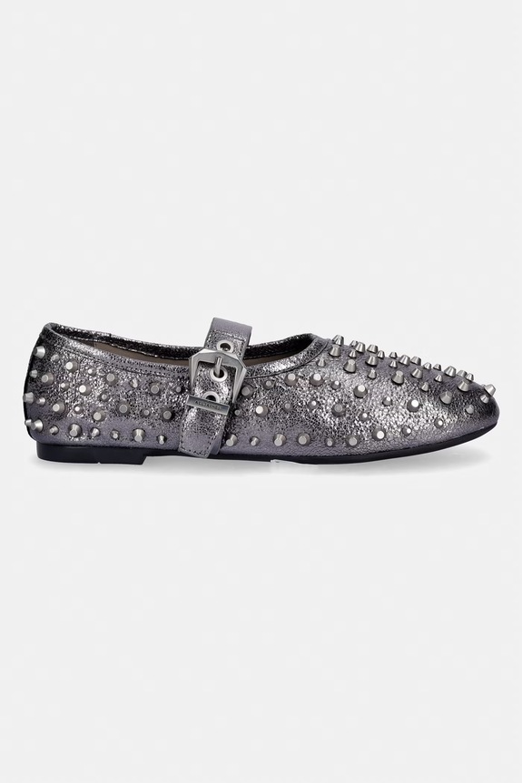 Kožené balerínky AllSaints Sabine Stud Shoe W089FE strieborná SS26