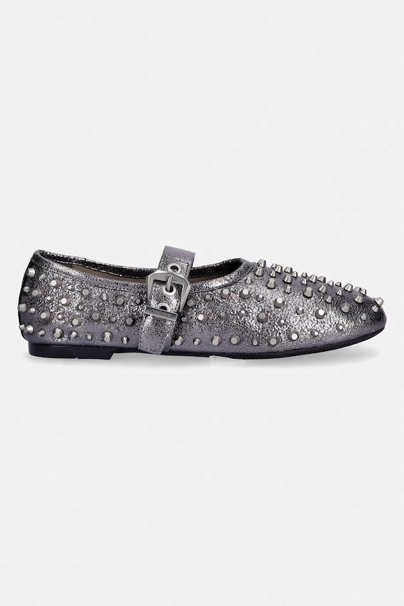 Kožené balerínky AllSaints Sabine Stud Shoe W089FE strieborná SS26