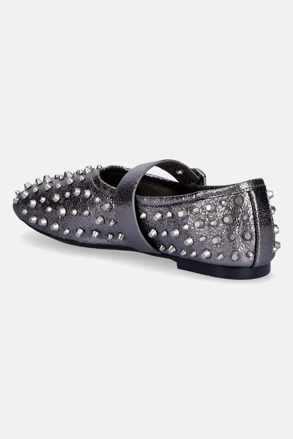 Obuv Kožené balerínky AllSaints Sabine Stud Shoe W089FE strieborná