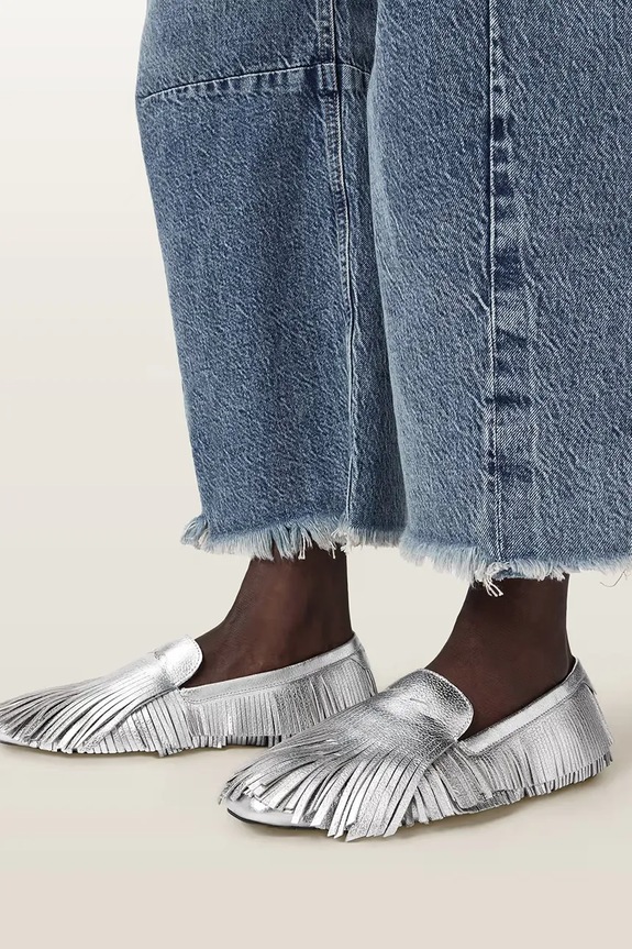 AllSaints mocasini de damă din piele Sandy Fringe Loafer W079FE