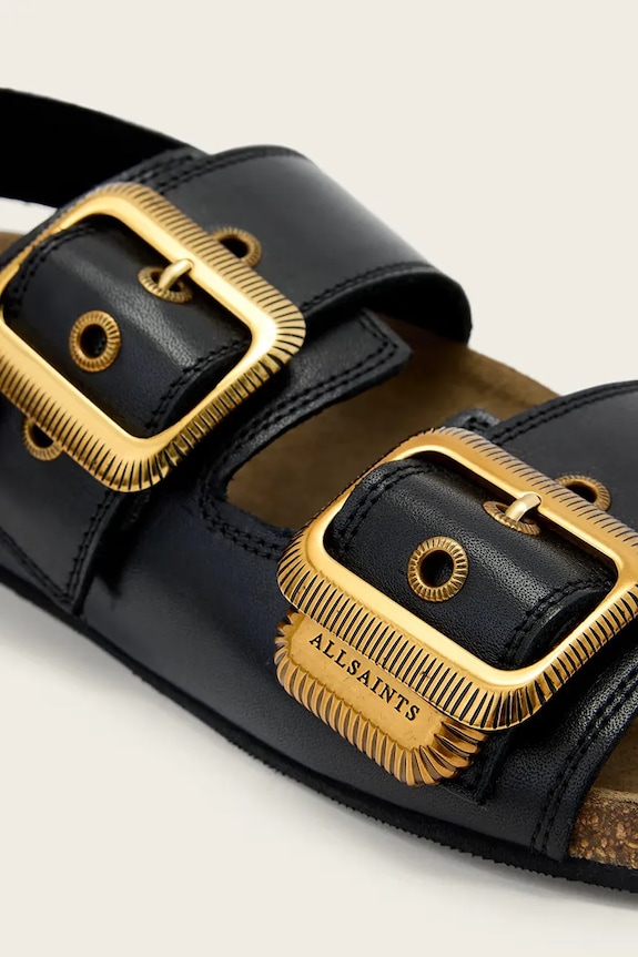 AllSaints sandále na plochom podpätku dámske kožené Staffa Sandal čierna W044FE