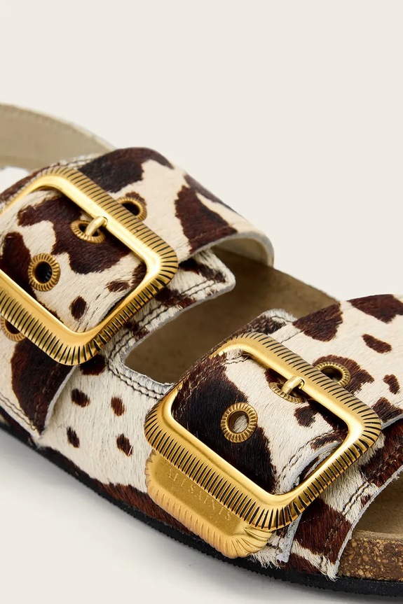 AllSaints sandały na płaskim obcasie damskie skórzane Staffa Sandal beżowy W046FE