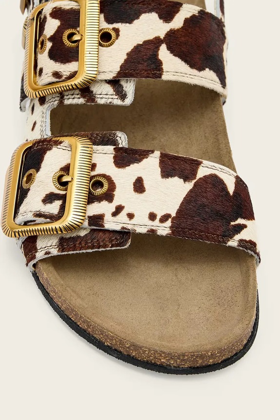 AllSaints sandały na płaskim obcasie damskie skórzane Staffa Sandal W046FE beżowy