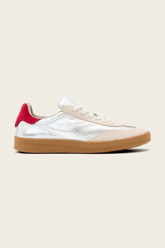 Kožené tenisky AllSaints Thelma Met Sneaker usňová koža strieborná W072FB.SRE