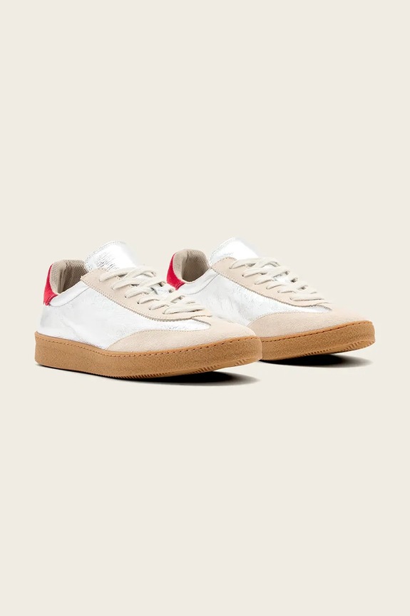 Kožené tenisky AllSaints Thelma Met Sneaker W072FB.SRE strieborná SS26