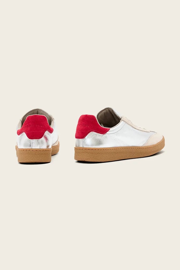 Obuv Kožené tenisky AllSaints Thelma Met Sneaker W072FB.SRE strieborná