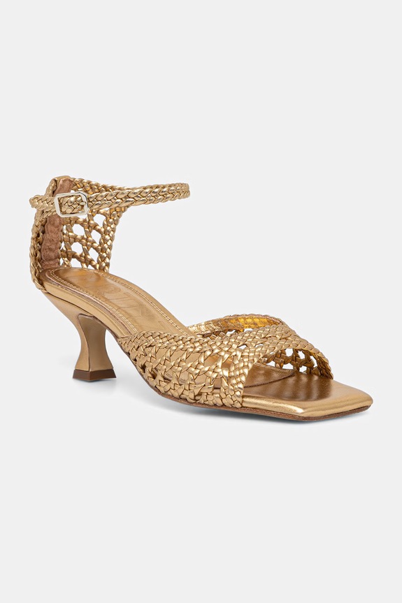 Souliers Martinez sandały na niskim obcasie skórzane VERONICA złoty VERONICA.GOLD