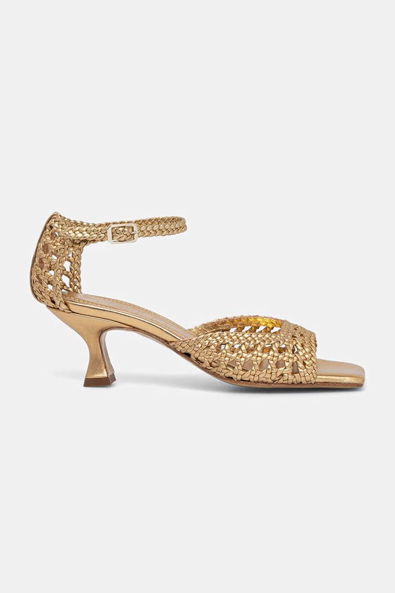 Souliers Martinez sandały na niskim obcasie skórzane VERONICA VERONICA.GOLD złoty SS26