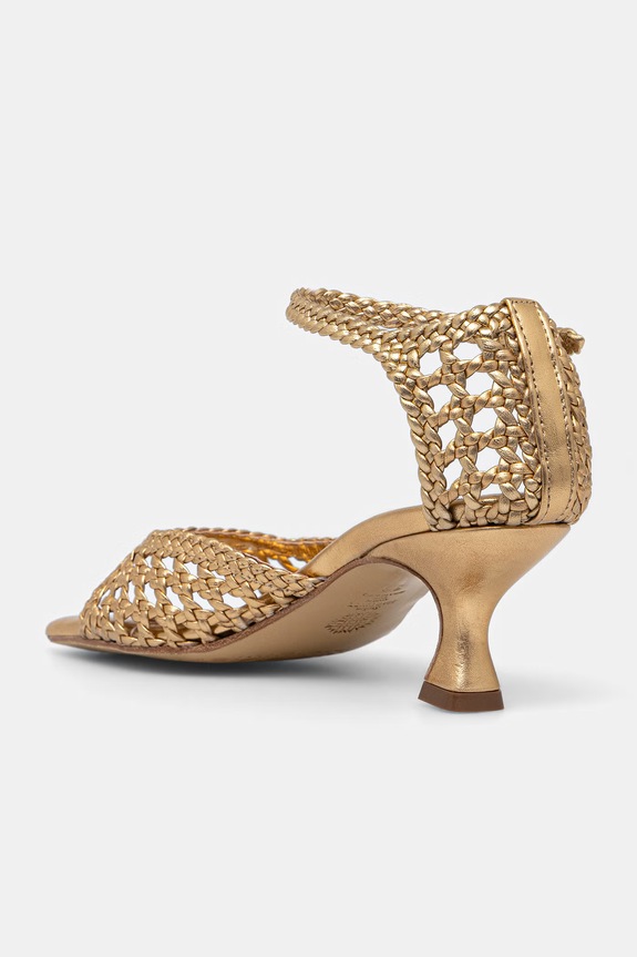Obuwie Souliers Martinez sandały na niskim obcasie skórzane VERONICA VERONICA.GOLD złoty