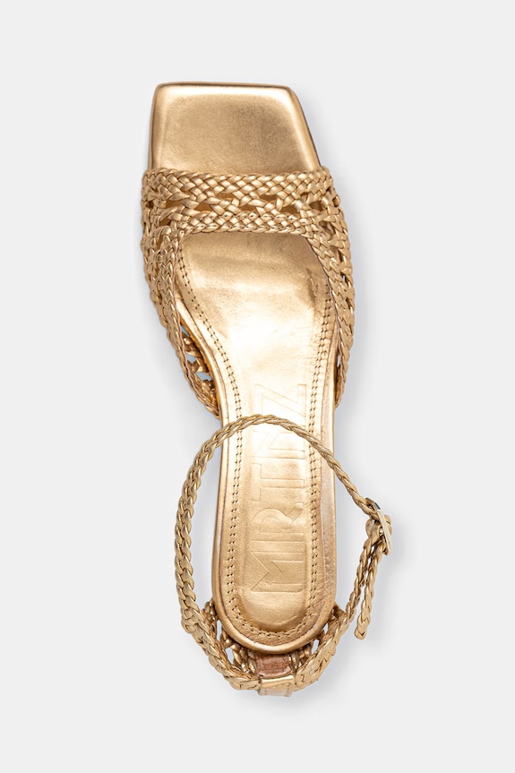 Souliers Martinez sandały na niskim obcasie skórzane VERONICA złoty VERONICA.GOLD