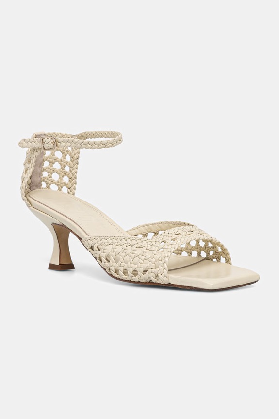 Souliers Martinez sandale cu toc jos din piele VERONICA bej VERONICA.WHITE