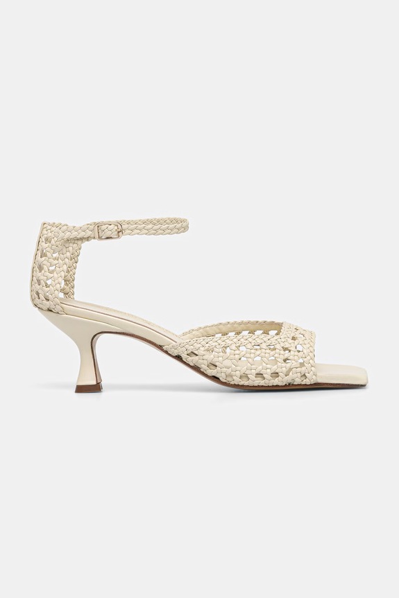 Souliers Martinez sandale cu toc jos din piele VERONICA VERONICA.WHITE bej SS26