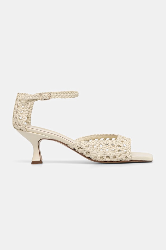 Souliers Martinez sandale cu toc jos din piele VERONICA VERONICA.WHITE bej SS26