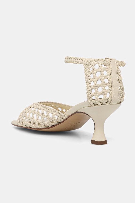 Încălțăminte Souliers Martinez sandale cu toc jos din piele VERONICA VERONICA.WHITE bej