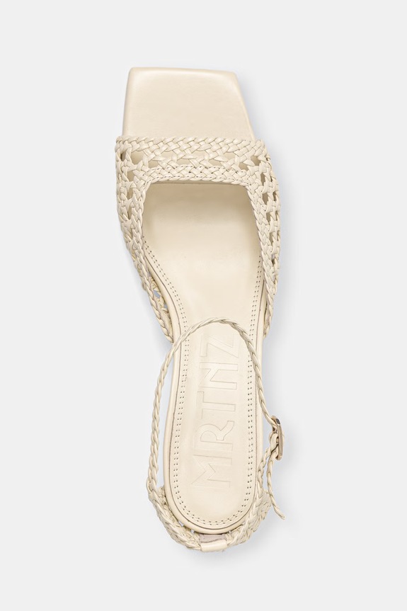 Souliers Martinez sandale cu toc jos din piele VERONICA bej VERONICA.WHITE