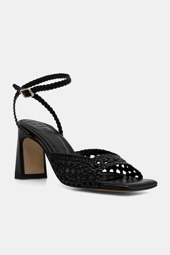 Souliers Martinez sandále na podpätku kožené LEA čierna LEA.BLACK