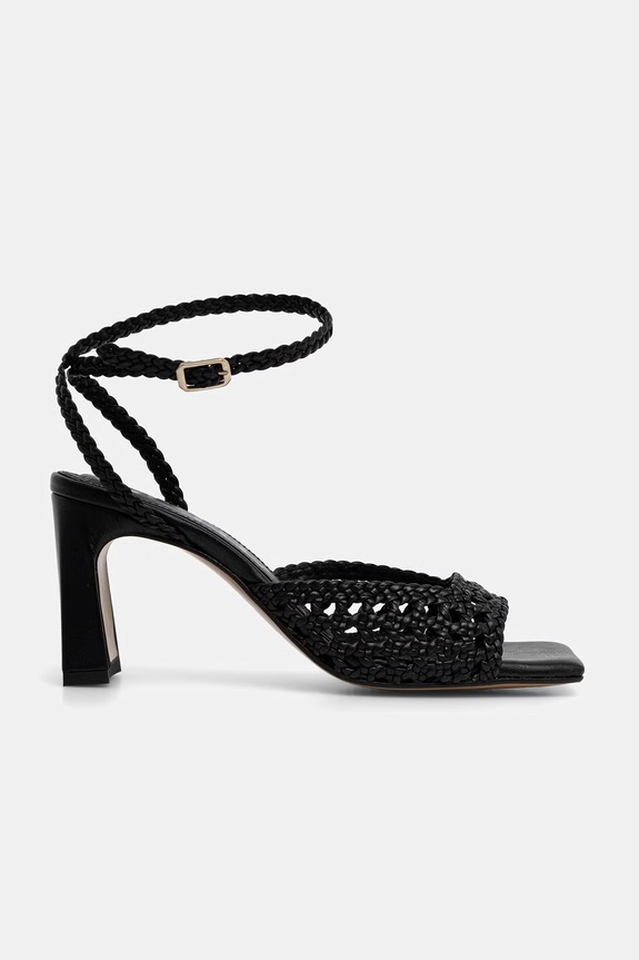 Souliers Martinez sandále na podpätku kožené LEA LEA.BLACK čierna SS26