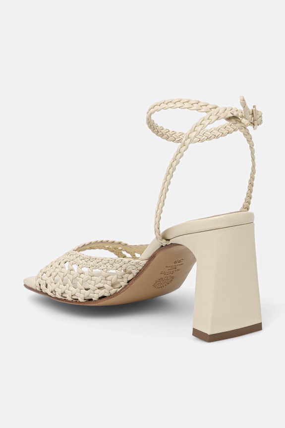Încălțăminte Souliers Martinez sandale cu toc din piele LEA LEA.WHITE bej
