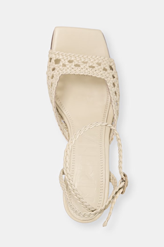 Souliers Martinez sandale cu toc din piele LEA bej LEA.WHITE