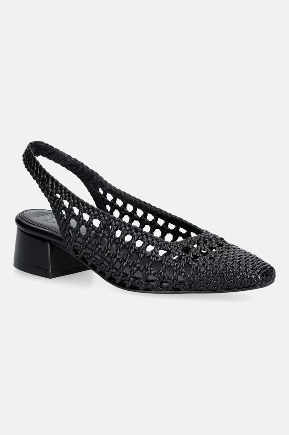 Souliers Martinez czółenka z odkrytą piętą skórzane NOVA TARRAGONA czarny NOVATARRAGONA.BLACK