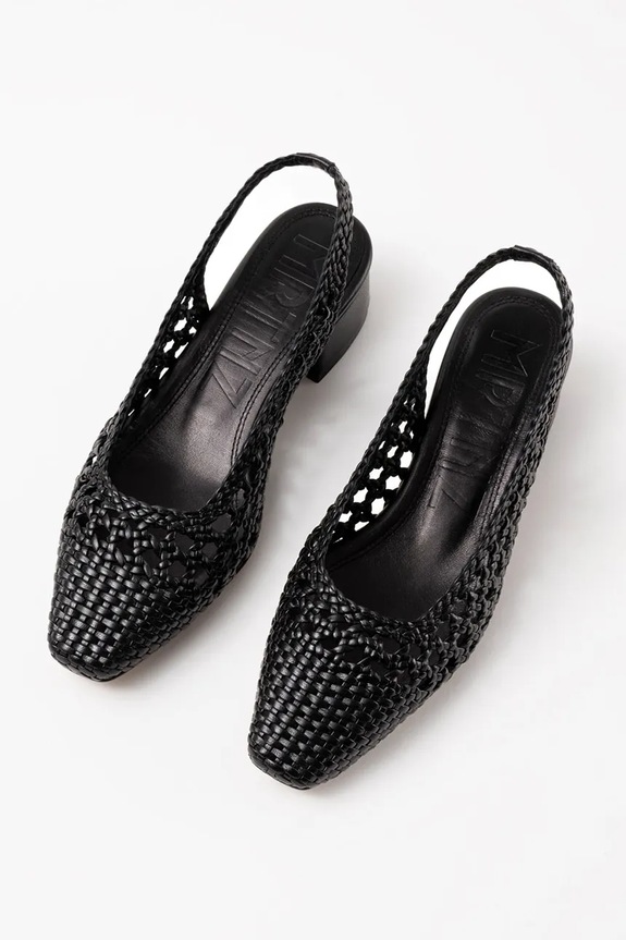 Souliers Martinez czółenka z odkrytą piętą skórzane NOVA TARRAGONA czarny NOVATARRAGONA.BLACK