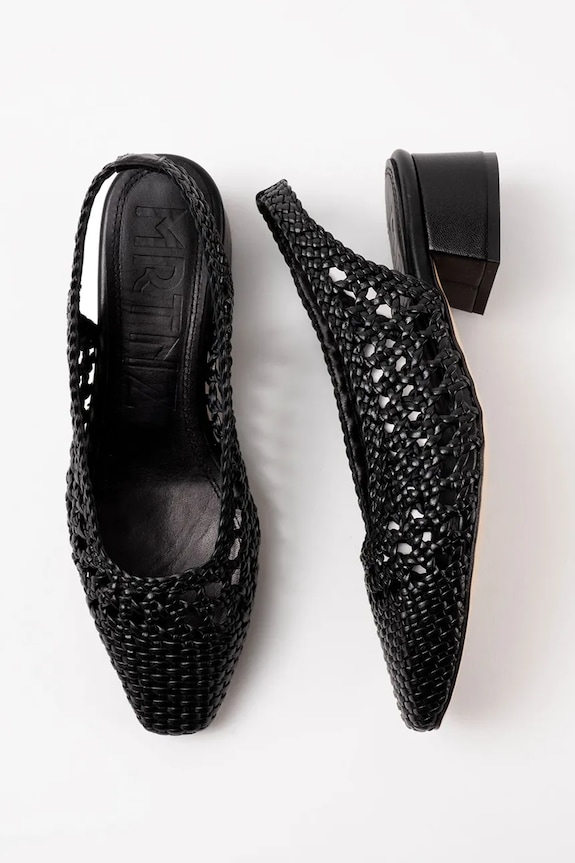 Souliers Martinez czółenka z odkrytą piętą skórzane NOVA TARRAGONA NOVATARRAGONA.BLACK czarny