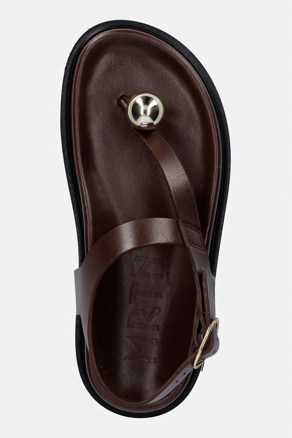 Souliers Martinez sandali ženski usnjeni SPIAGGIA rjava SPIAGGIA.DBROWN