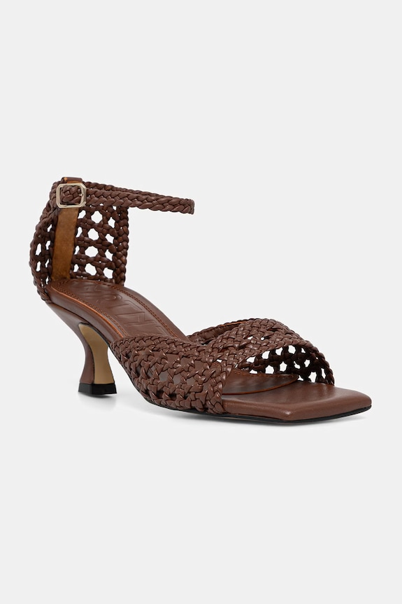 Souliers Martinez sandále na nízkom podpätku kožené VERONICA hnedá VERONICA.DBROWN