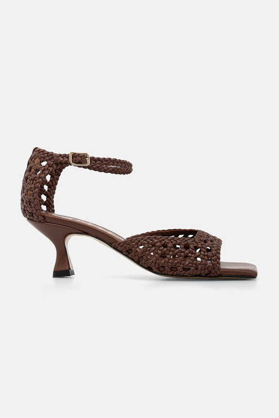 Souliers Martinez sandále na nízkom podpätku kožené VERONICA VERONICA.DBROWN hnedá SS26