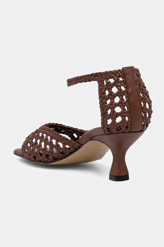 Obuv Souliers Martinez sandále na nízkom podpätku kožené VERONICA VERONICA.DBROWN hnedá