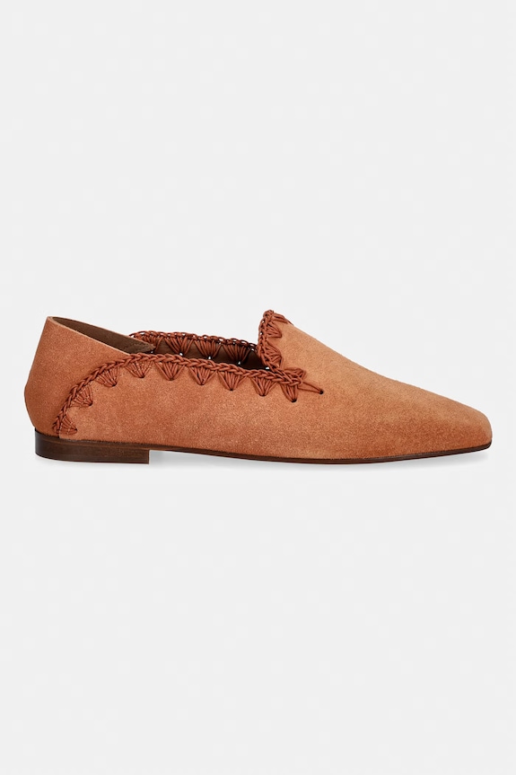 Pollini mocasini pentru femei, din piele întoarsă PA10011C1OPI0211 maro SS26