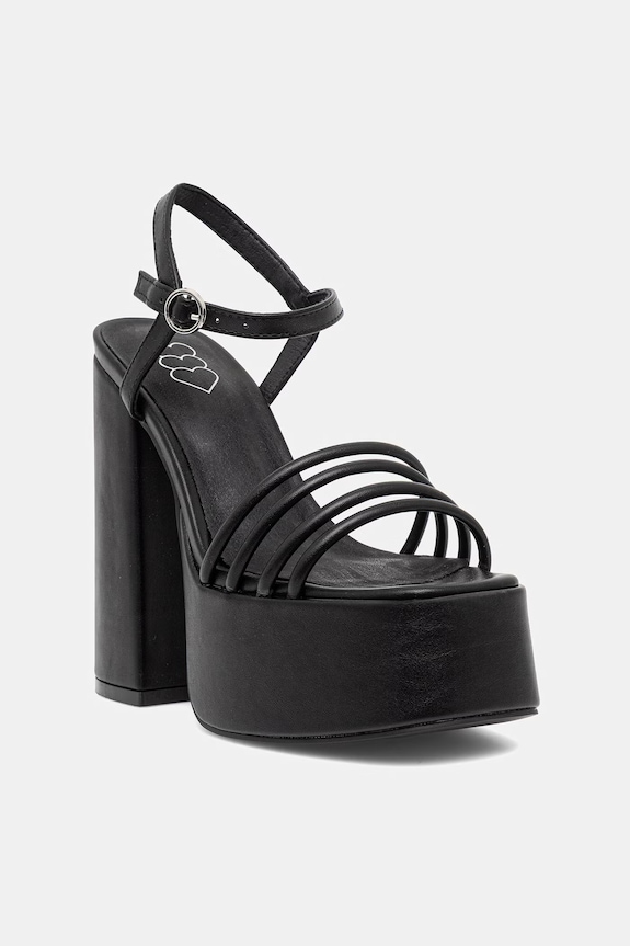 Koi Footwear sandali s polno peto (blok) Cosette Platform Strappy Heels Imitacija zrnatega usnja črna Cosette