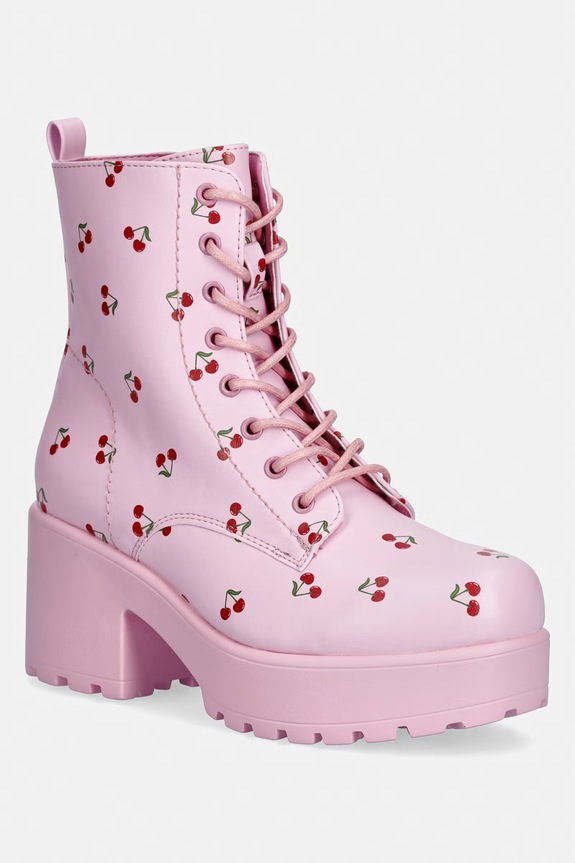 Koi Footwear bocanci Cherry Passion Platform Boots cu snur roz Cherry.Passion