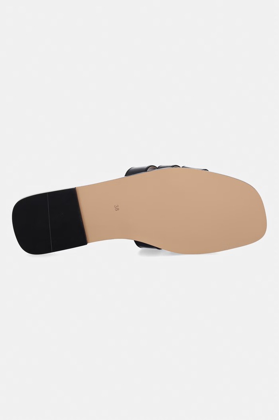 Twinset klapki skórzane 261TCP038.00006 czarny
