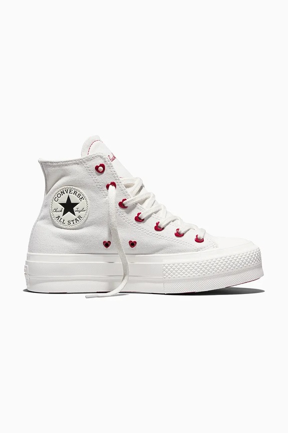 Πάνινα παπούτσια Converse Chuck Taylor All Star Lift Valentine's Day συνθετικό λευκό A19058C
