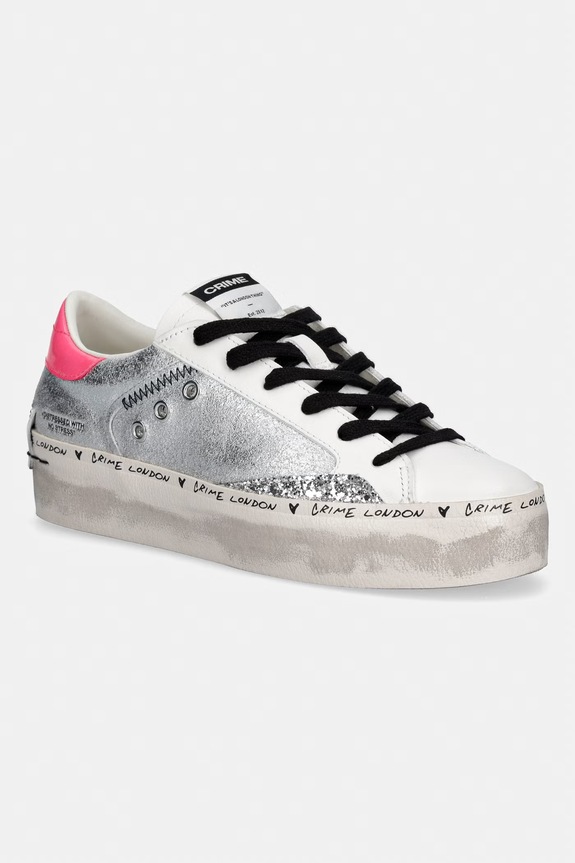 Kožne tenisice Crime London DISTRESSED PLATFORM ostalo srebrna 29050PP8.25