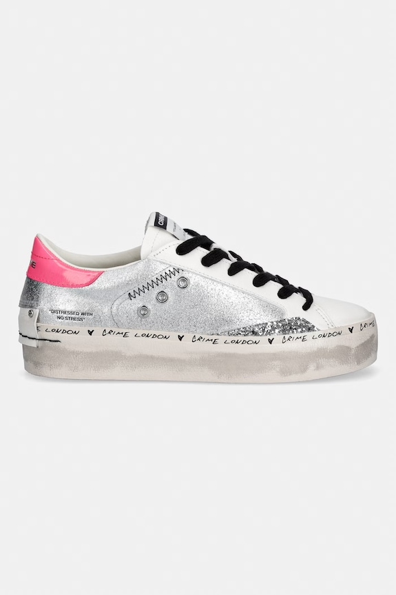 Kožne tenisice Crime London DISTRESSED PLATFORM 29050PP8.25 srebrna SS26