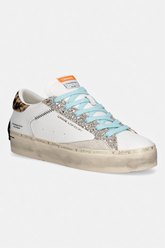 Kožne tenisice Crime London DISTRESSED PLATFORM tekstil bijela 29053PP8.10