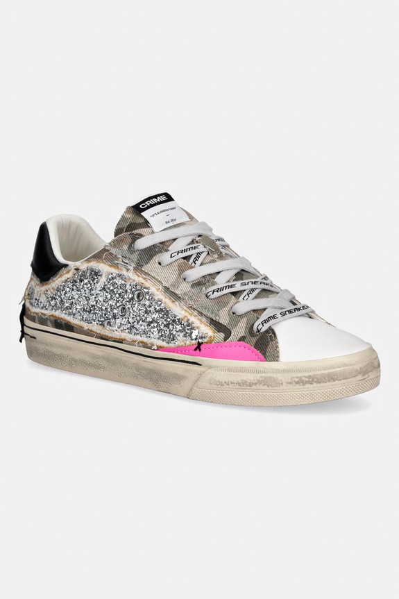 Tenisice Crime London DISTRESSED PLATFORM tekstil srebrna 29073PP8.68