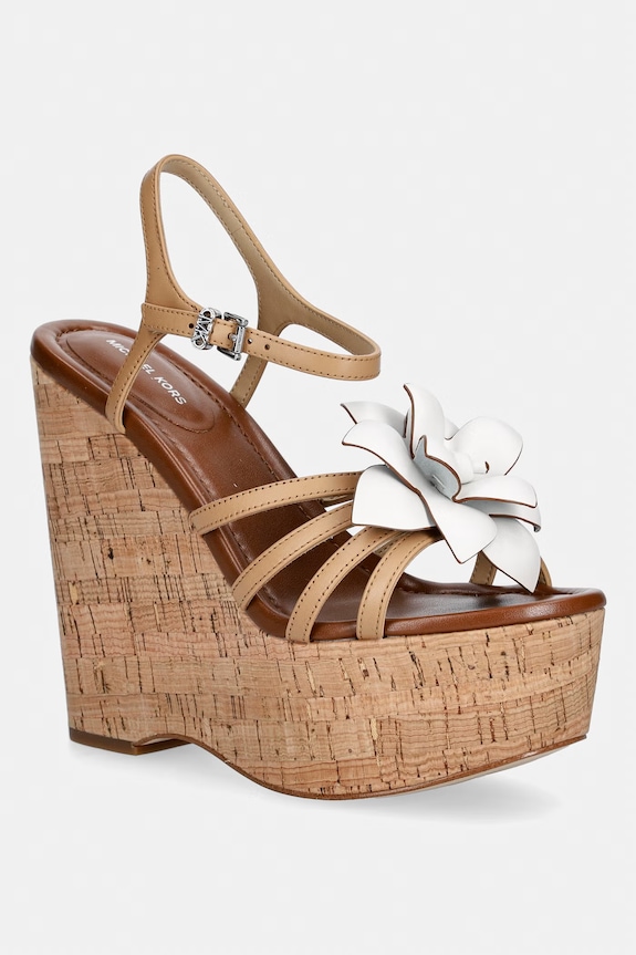 MICHAEL Michael Kors sandale din piele Jacie Wedge bej 40S6JCMS4L.198