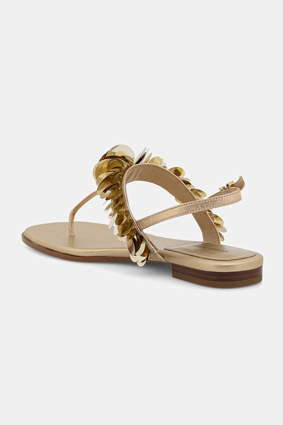 Обувь MICHAEL Michael Kors сандалии на низком каблуке женские кожаные Loretta Thong Sandal 40S6LRFS2Q.740 золотой