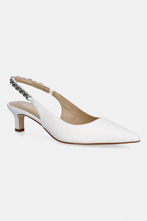 MICHAEL Michael Kors szpilki skórzane Marcia Kitten Sling Pump 5-8 cm biały 40S6MCMP2L.085