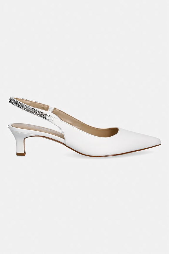 MICHAEL Michael Kors szpilki skórzane Marcia Kitten Sling Pump 40S6MCMP2L.085 biały SS26
