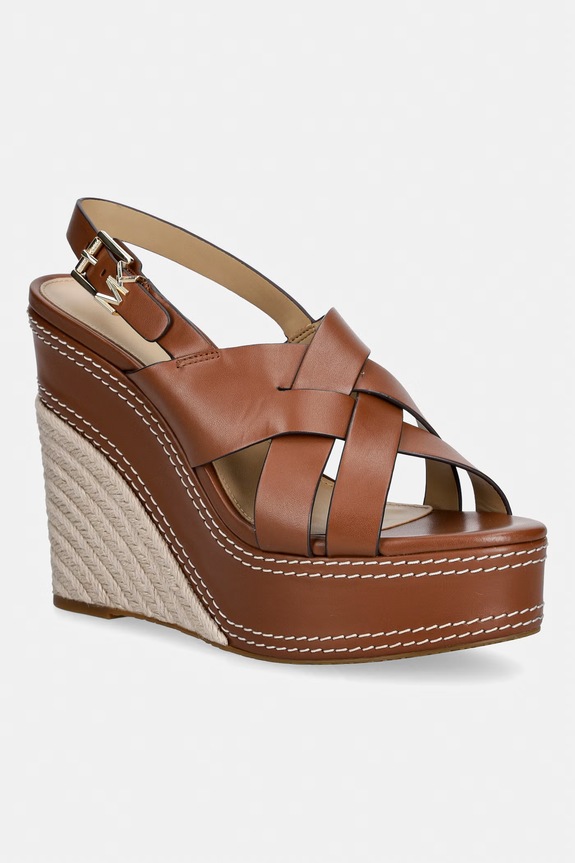 Δερμάτινα σανδάλια MICHAEL Michael Kors Nora Wedge πλατφόρμα καφέ 40S5NOHS3L.230