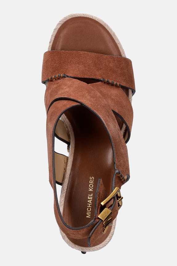 MICHAEL Michael Kors sandały zamszowe Raven Wedge Sandal brązowy 40S6RVMS2S.230