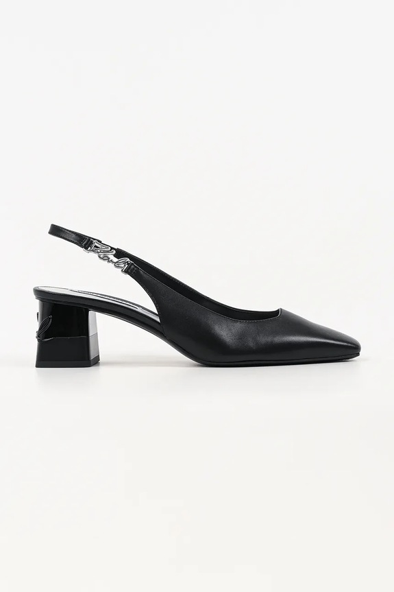 Кожени обувки с дебел ток Karl Lagerfeld Kayla гладка кожа черен KL35406.000