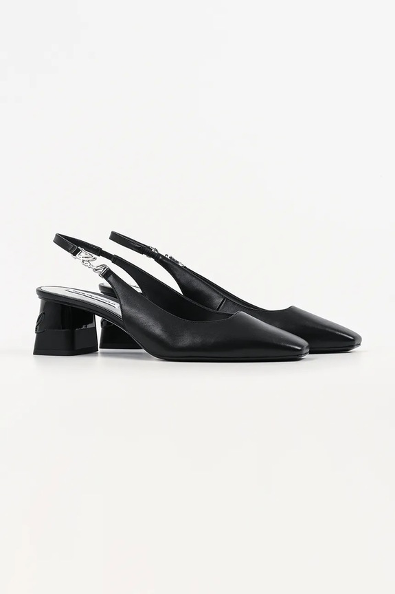 Кожени обувки с дебел ток Karl Lagerfeld Kayla KL35406.000 черен SS26