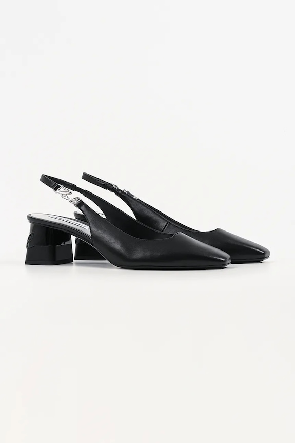 Кожени обувки с дебел ток Karl Lagerfeld Kayla KL35406.000 черен SS26